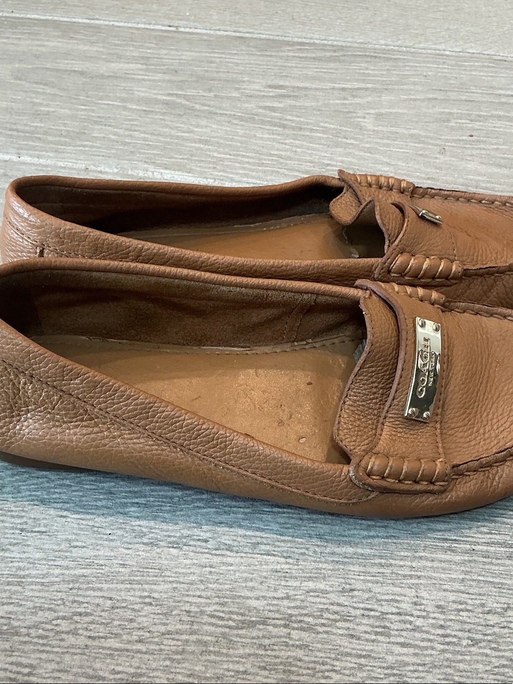 Coach Fredrica Brown Pebbled Leather Driving Loafers Women’s Sz 8.5B - Picture 4 of 7
